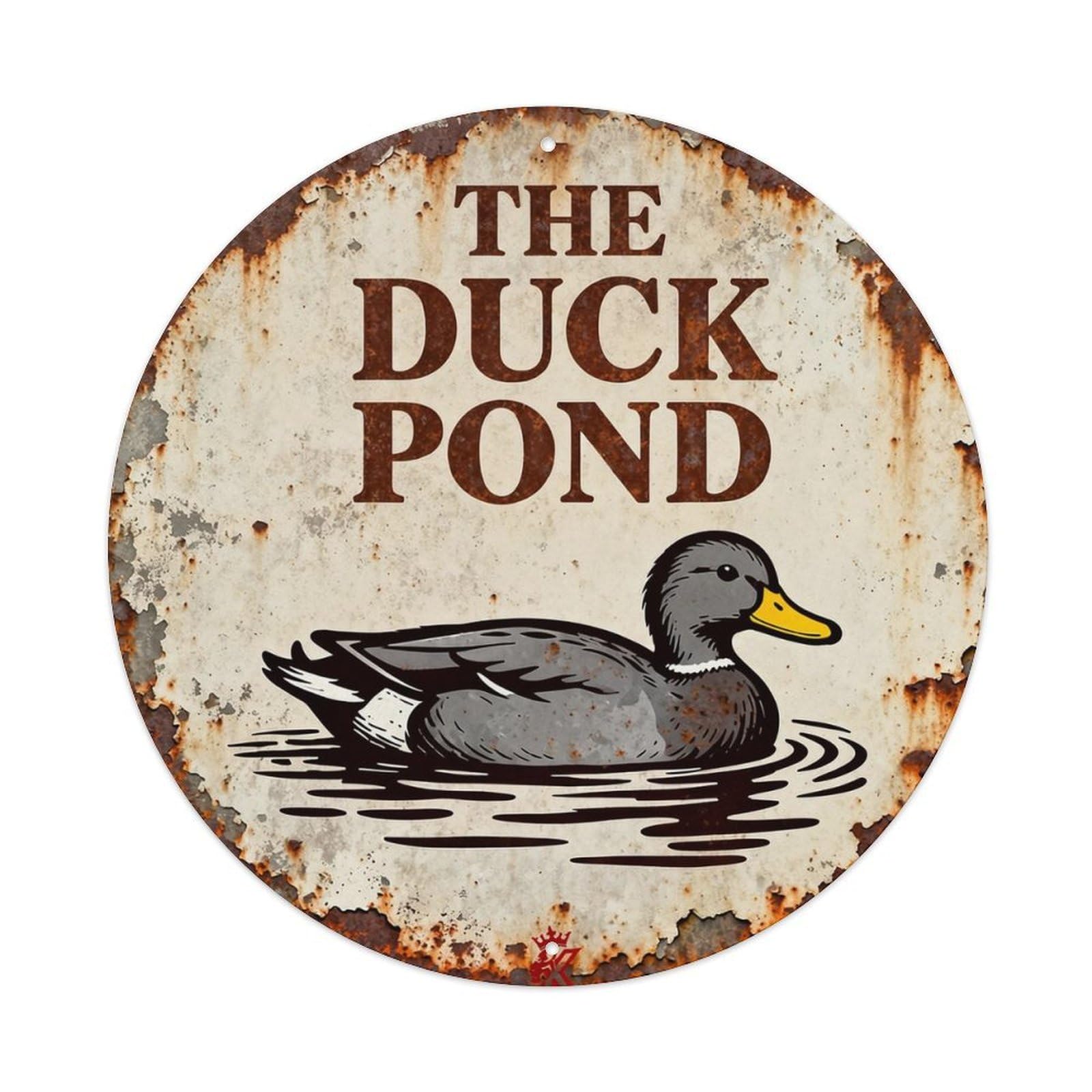 Rusty Metal Sign Duck Pond Tin Sign Metal Poster Vintage Metal Signs for Home Man Cave Bar Cafe Kitchen laundry room Wall Decorations Gift 8x8Inch