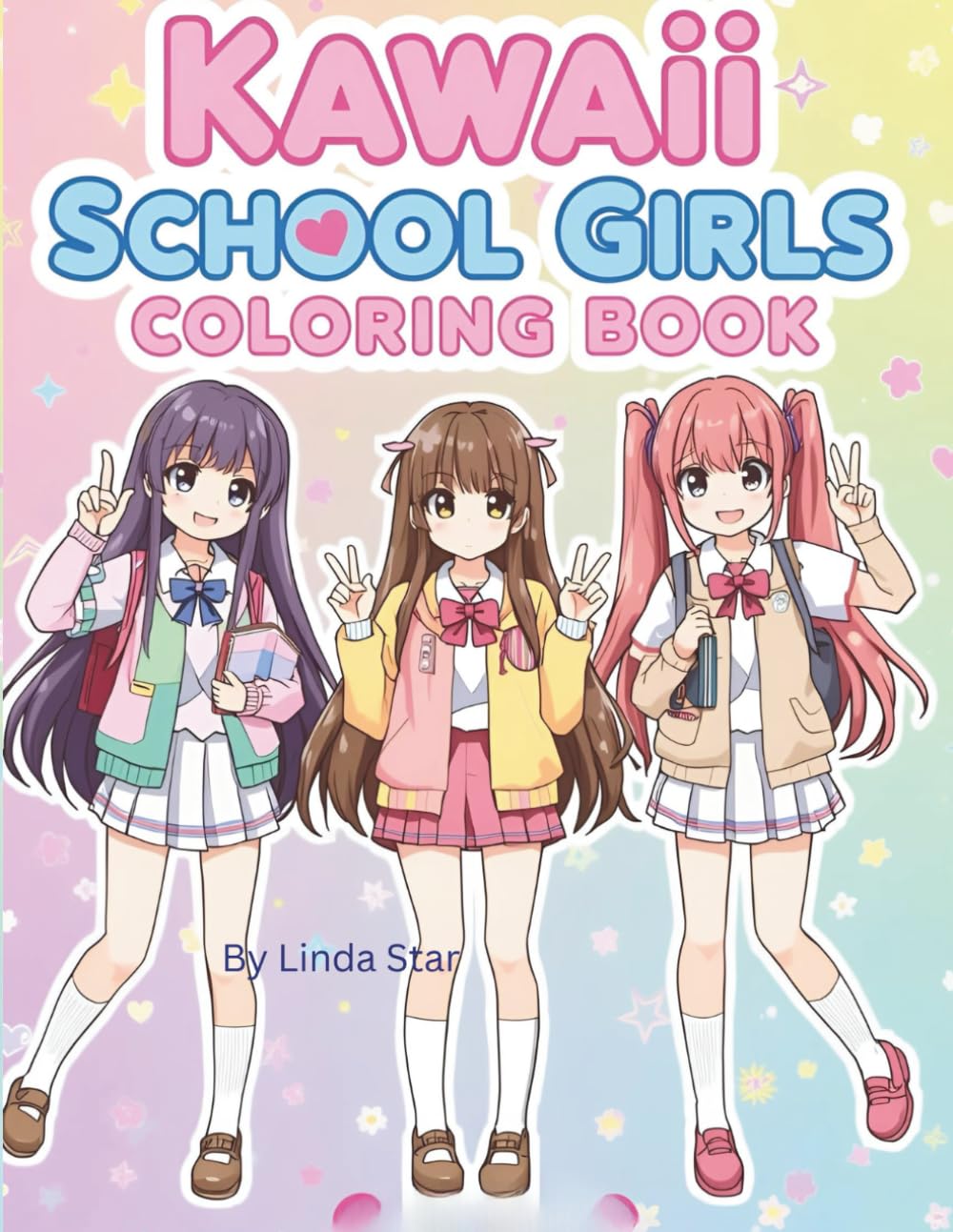 Kawaii School Girls Coloring Book: Cute Anime-Inspired Scenes to Color and Enjoy