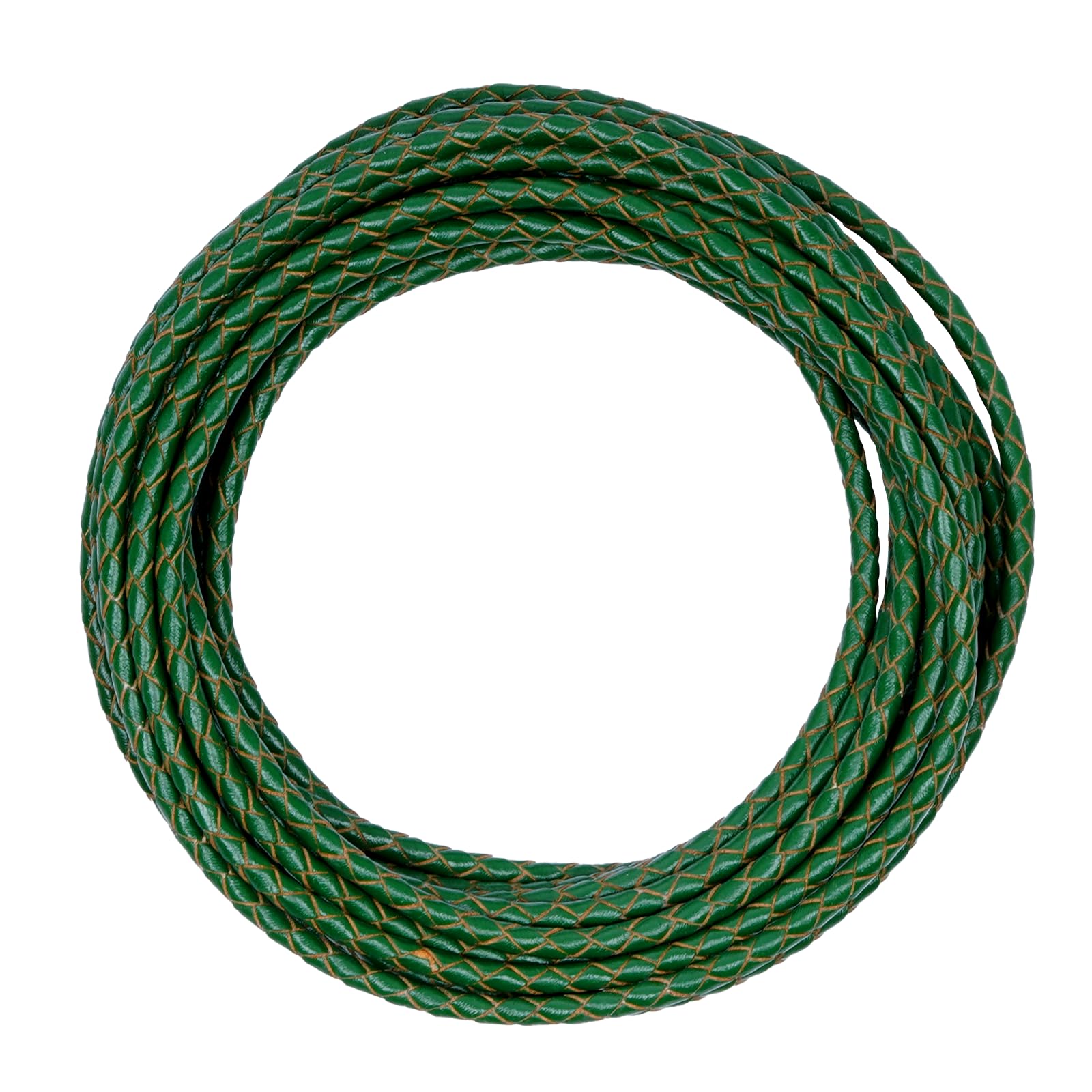 Cordón de cuero genuino trenzado de 4 mm y 5 metros Lystaii para pulseras y abalorios verde oscuro