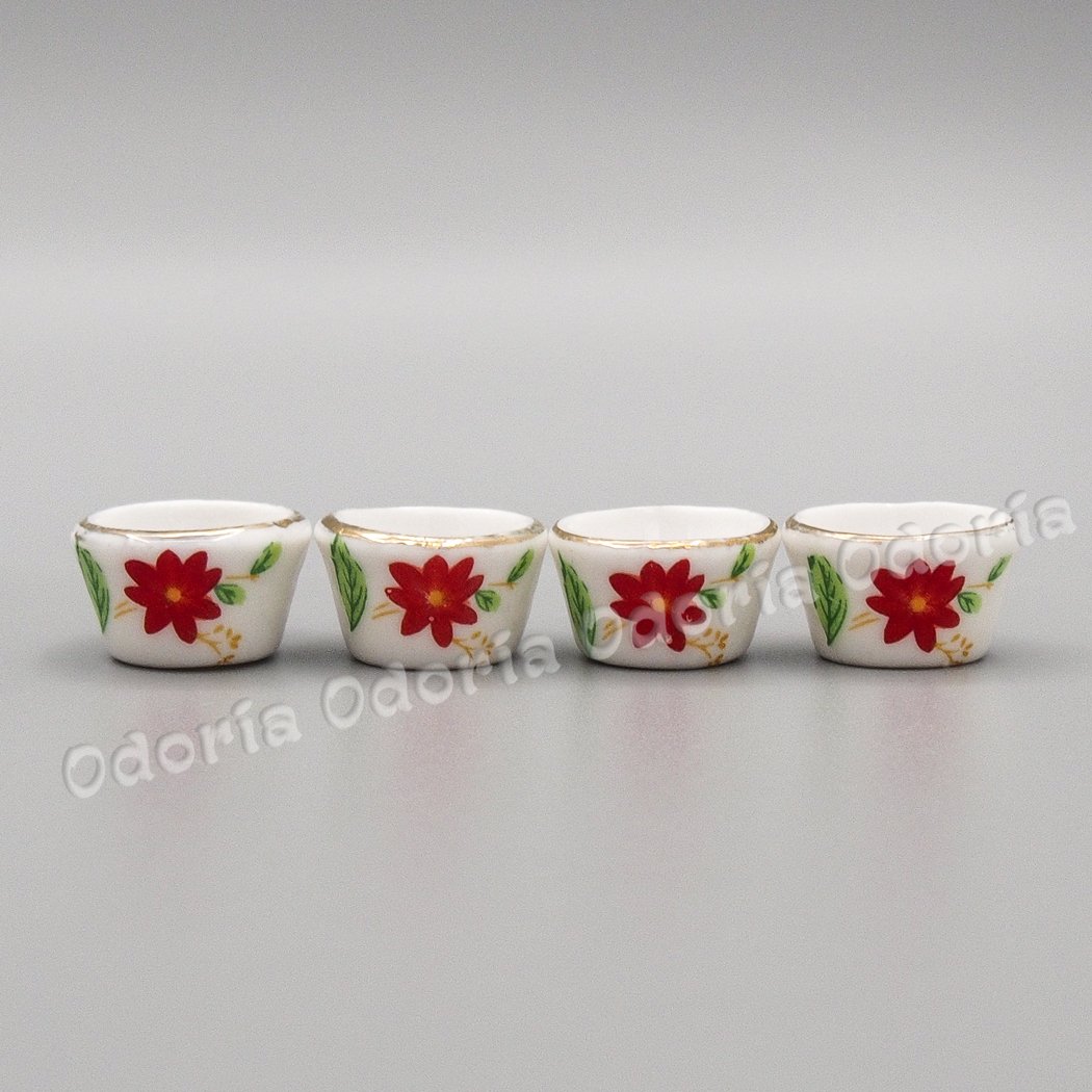 Odoria Miniatur Obstschale – 4 Stück, 1/12 Maßstab, Glas, Für Puppenhaus & Deko