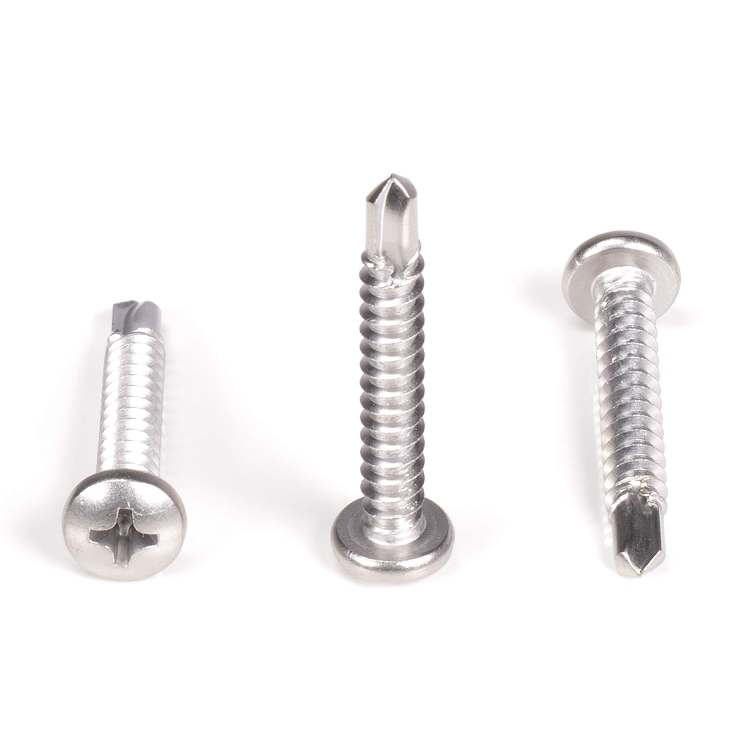 THE CIMPLE CO #10 Size, 1 1/4" Length (32mm) - Self Tapping/Drilling Screw - 410 Stainless Steel Screws - Long Wearing and Corrosion Hardy - Phillips Pan Head - 100pcs