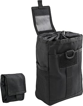 Tactical Molle Dump Pouch Roll-Up Drawstring Magazine Utility Pouch, Foldable Tactical Mag Dump Pouch Waist Storage Bag for Tactical Duty/Battle Belt, Vest, Backpack Molle Accessories, Black