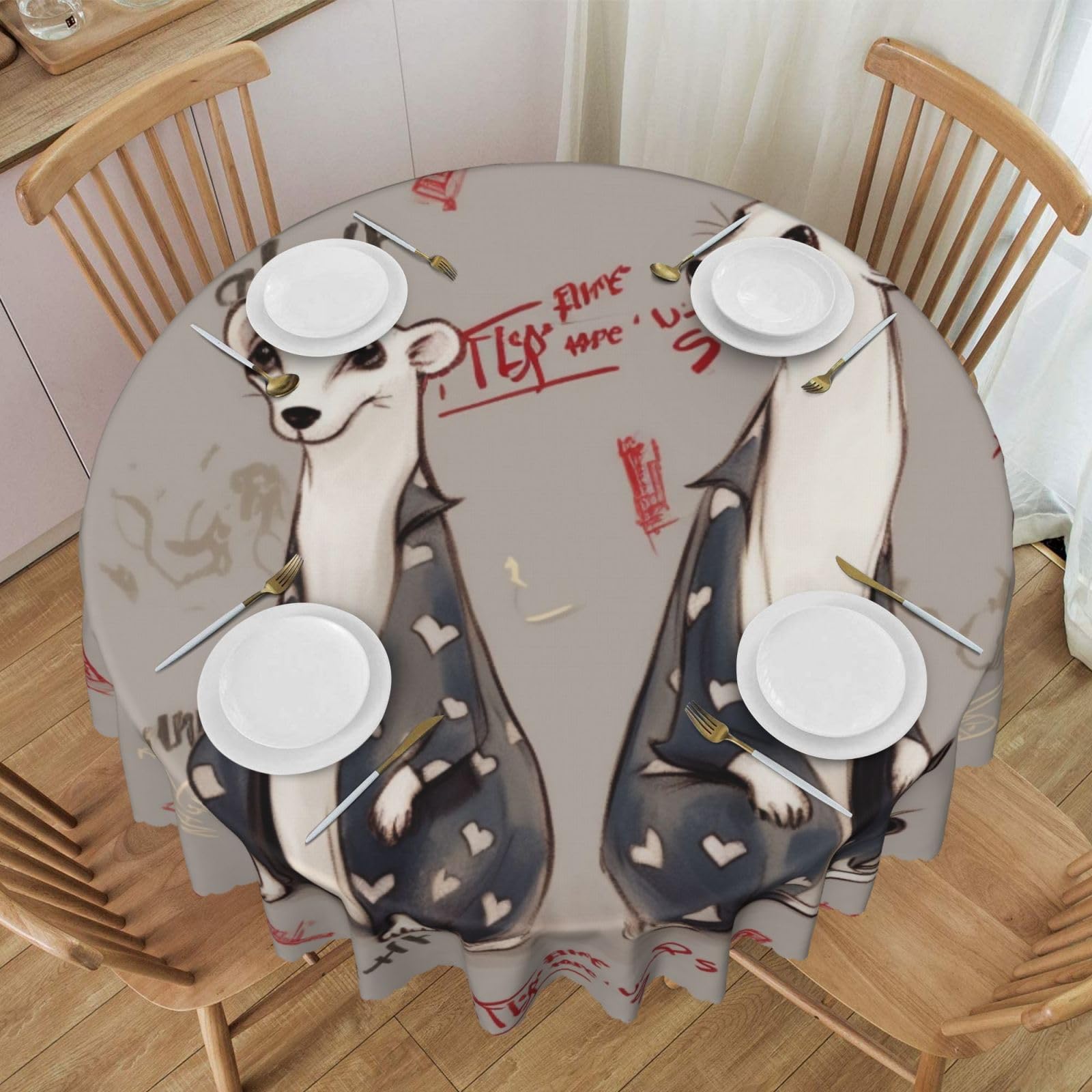 Nappe ronde furets anti-tache : la solution imperméable pour votre table