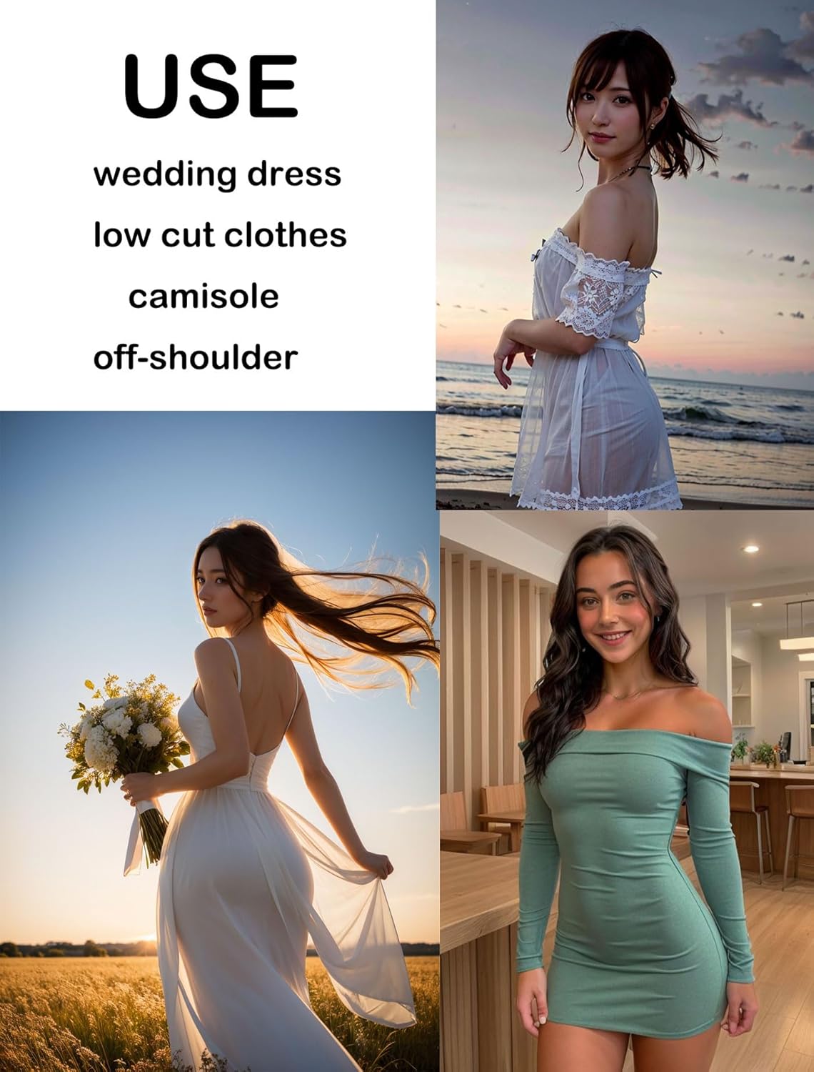 Sticky Bra Push Up 2 Pairs Strapless Bra, Backless Adhesive Bra for Dresses & Outfits, No-Slip Boobs Lift - Image 9