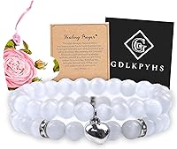 Vista 34 de 2Pcs Healing Crystal Bracelets for Women Handmade Beaded Bracelet Healing Prayers Crystal 8mm Natural Stone Beads Bracelet Stress Relief Get Well