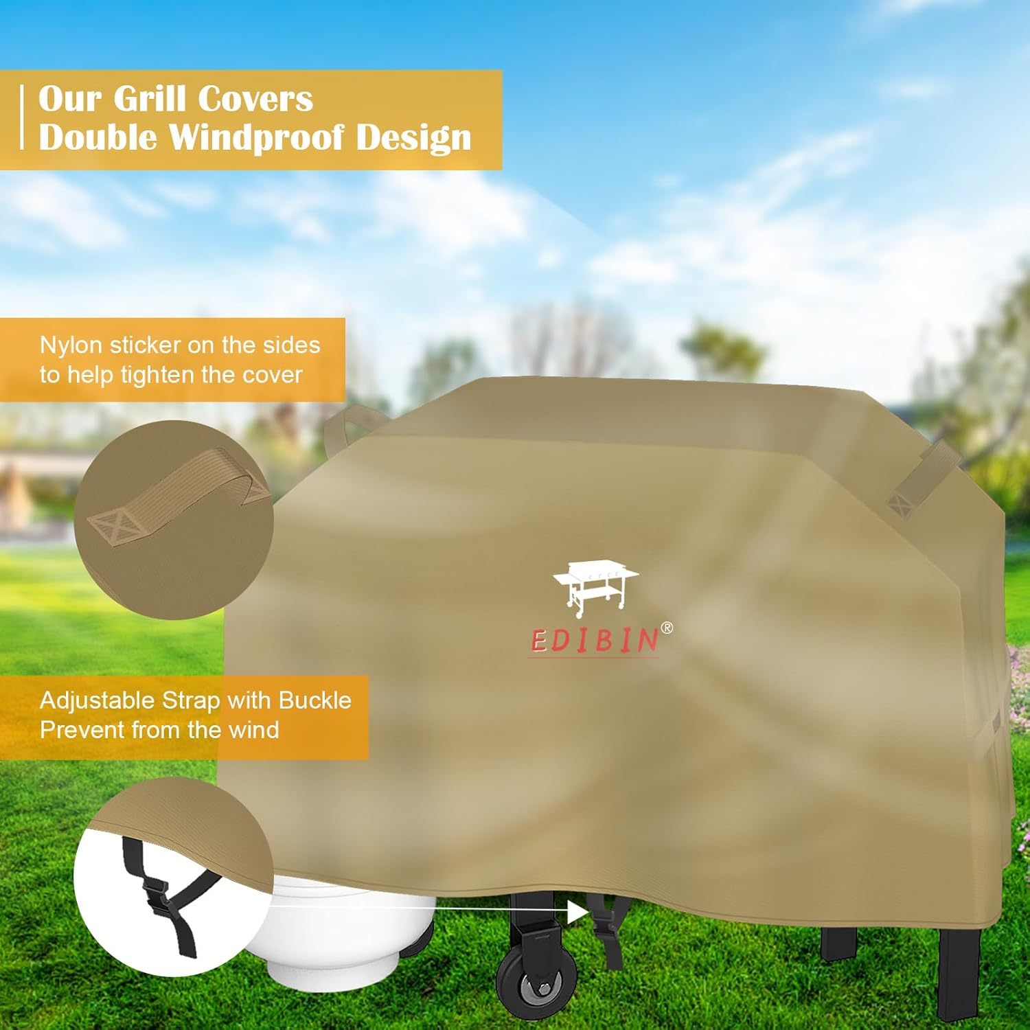 36 Inch Griddle Cover Fits for Blackstone 36 inch Flat Top Gas Griddle 1554 1825 1984, Heavy Duty Waterproof 36" Griddle Cover Fit Royal Gourmet GD401 Fit Blackstone 36 inch Griddle(Tan)