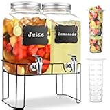2 Gallon Glass Drink Dispensers For Parties，Lemonade Beverage Dispenser With Stand And Spigot For BBQ, Picnic, Party,Laundry Detergent Dispenser
