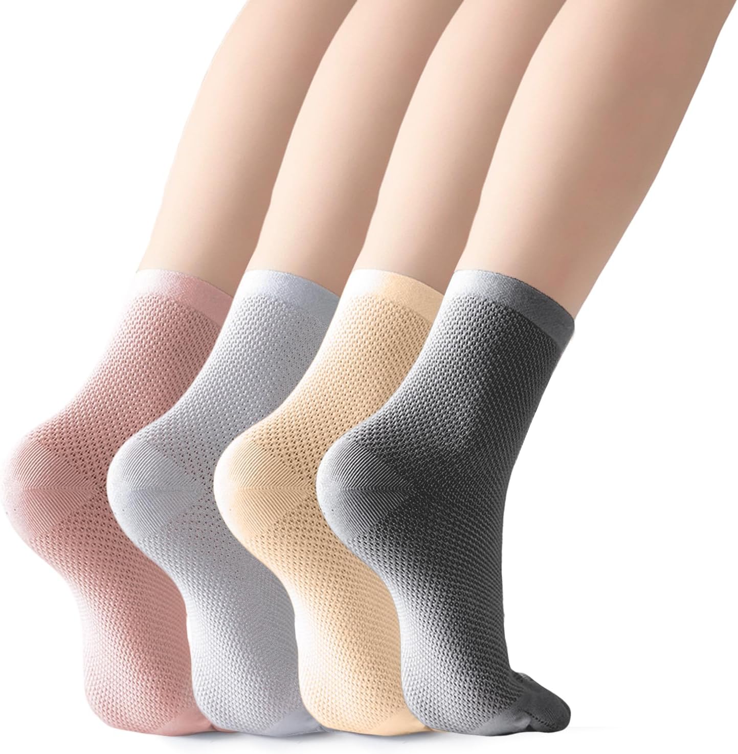 Women's Five Toe Socks - Mesh Breathable Yoga Socks with Toes, Non-Slip Pilates Dance Socks
