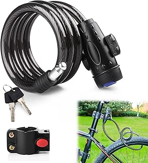 Heavy Duty Bicycle Lock, Bicycle Lock Cable Lock Compatible, 120 cm/12 mm Cable Lock, E Scooter Lock, Spiral Lock Bicycle, Bicycle Lock, Heavy Duty, Cable Lock Security Level Very High Kiuiom