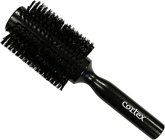 Boar Bristle Brush for Women and Men - Round Hair Brush for All Hair Types, Soft Bristles, 1.4" Barrel, Black (3")