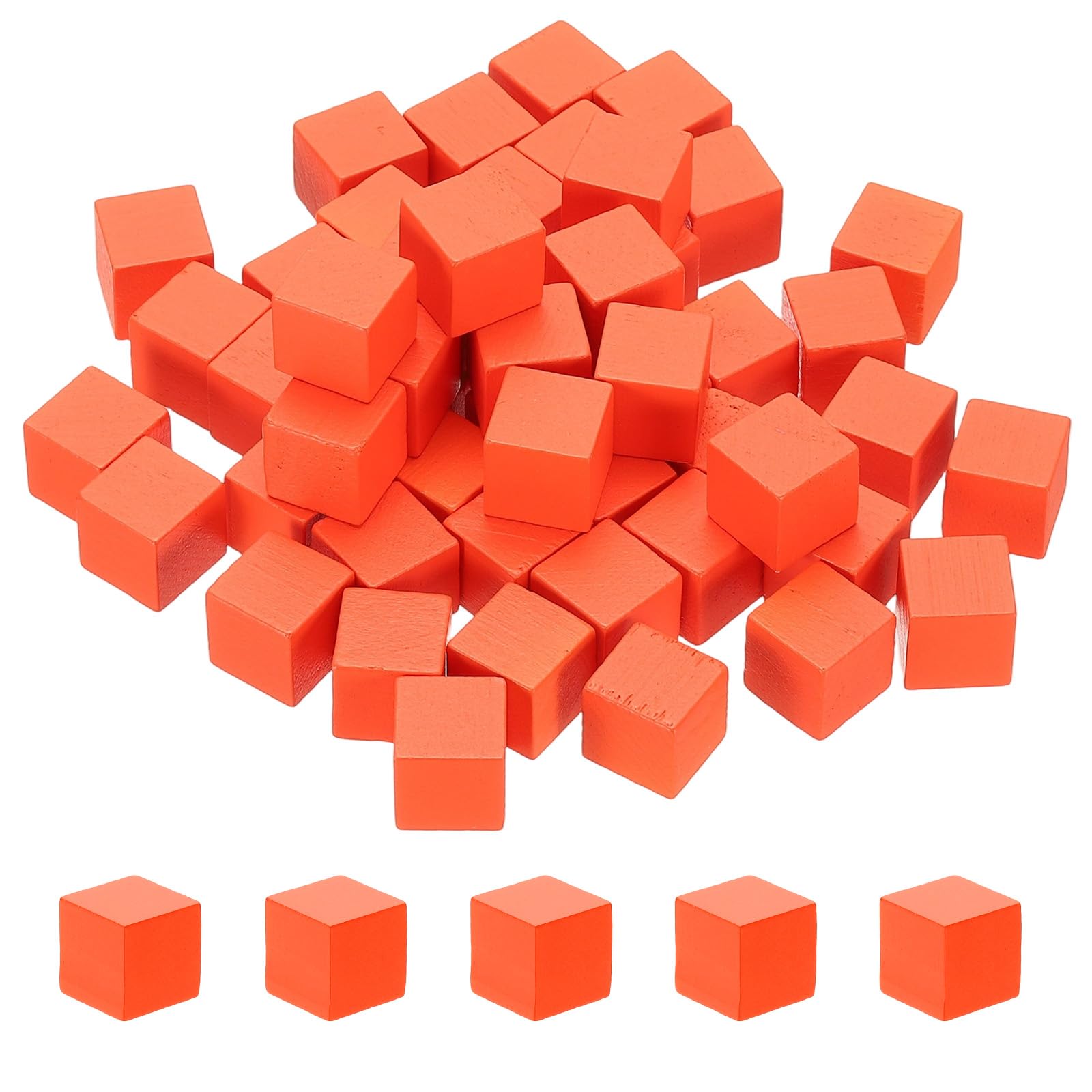Blocs de bois naturel faciles à peindre, 50 cubes carrés orange pour art et loisirs