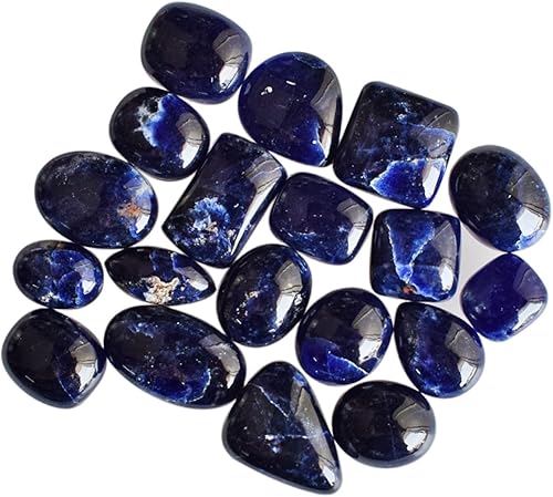 SilverO Natural Blue Sodalite 103 CTW Cabochon 18 Pieces Lot Ring Pendant Jewelry Making Gemstone It Enhances Self-Esteem, Self-Acceptance and