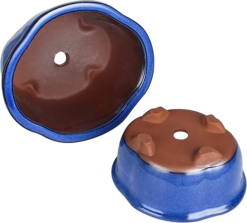 Miniatura 4 de Juego de 2 macetas esmaltadas pequeñas de 6.1 a 7.5 pulgadas + 6 pantallas de drenaje de malla suave