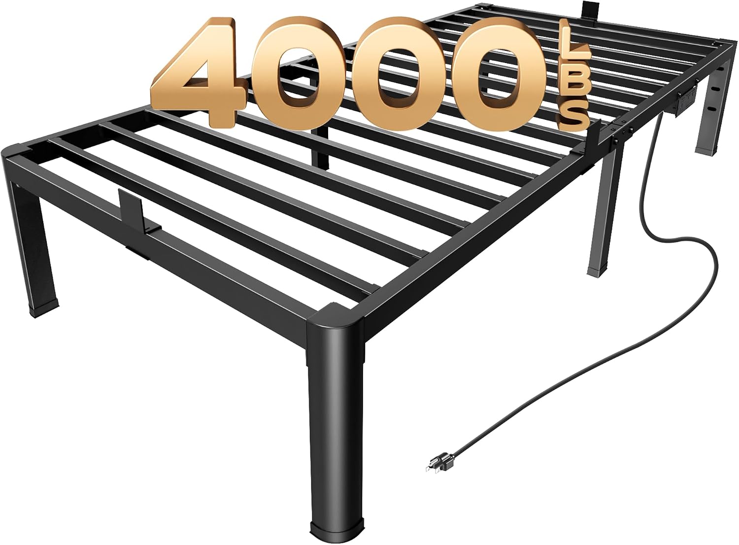 PRAISUN 4000LBS Twin Bed Frame with Charging Station, 14 inch Bedframe