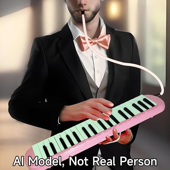 Light Pink - 37 Key Melodica Professional Air Piano | High Quality Soprano Style Keyboard Harmonium Instrument Suitable for Beginners and Music Lovers Portable Instruments
