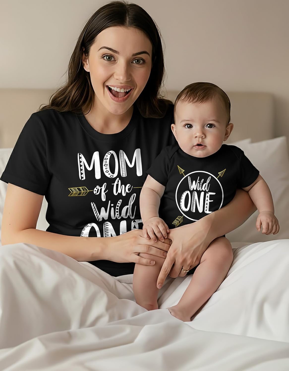 Tstars First Mother's Day Mom and Baby Matching Shirts - Mommy & Me Outfit Set Gift for Mother, New Mama or Grandma