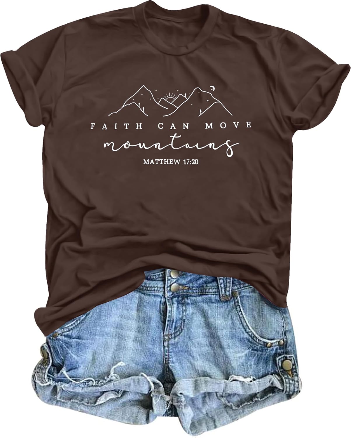 Womens Christian Shirt Faith Can Move Mountains T Shirt Faith Inspirational Tee Religious Sayings Tops