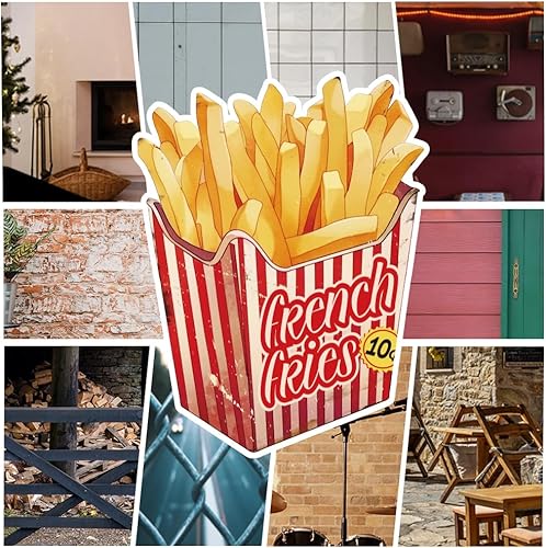 Miniatura 4 de SUPERDANT Letreros de metal con diseño de papas fritas y papas fritas vintage, letrero de metal retro, letrero de arte vintage para restaurantes,