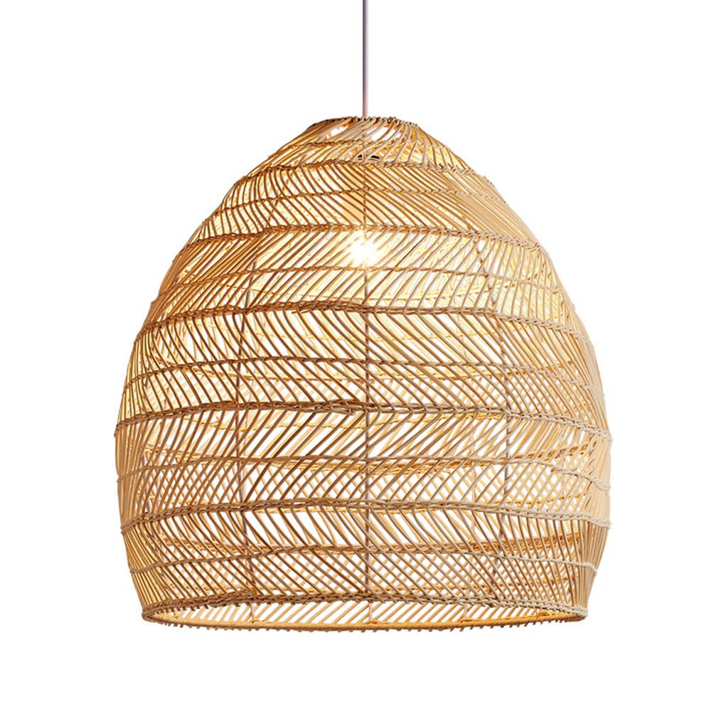 OZBMA Elegant Pendant Light Rustic Rattan Hanging Lamp Bohemia Farmhouse Shade with Cord 47inches Modern for Kitchen Island Dining Room Living (Natural 50cm/19.7in)