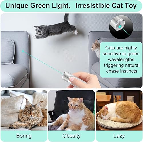 Miniatura 2 de TBTeek Juguete para gatos, luz verde única, modos 7 en 1, juguetes para gatos de interior, carga USB, juguete interactivo para gatitos y perros (1