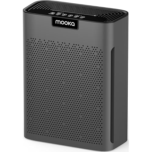 Air Purifiers for Home Large Room 2200 Ft² with Washable Filters, MOOKA H13 HEPA Air Purifier for Home Pets Bedroom with Fragrance, Air Cleaner for Smoke Dust Pollen Pets Hair Odor, KJ190 Grey