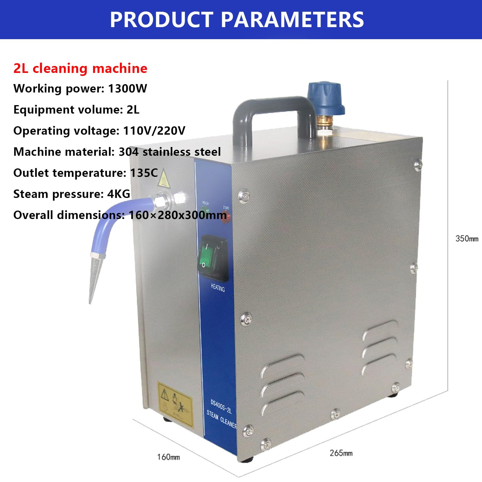 Máquina limpiadora a vapor para joyas de 2L/4L, 1300W/2200W, limpiador de joyas de oro y plata, equipo de lavado de gemas para limpieza de joyas/plata/oro,2L-110V