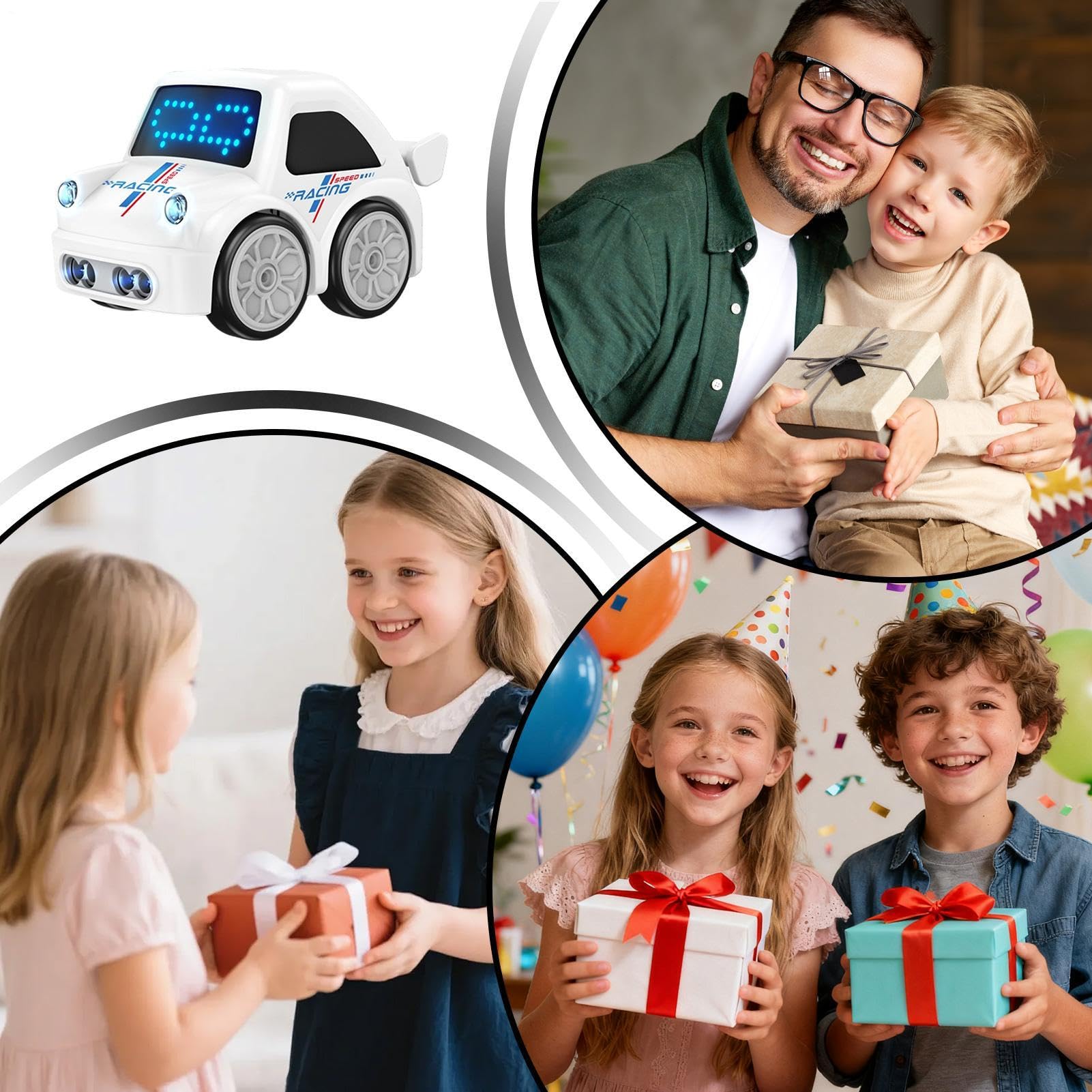Samochód zdalnie sterowany dla dzieci Mały Interaktywny Robot Pojazd | Inteligentna Ciężarówka Sterowana Radiowo Z Trybem Podążania I Ucieczki dla chłopców nastolatków na urodziny w domu i na