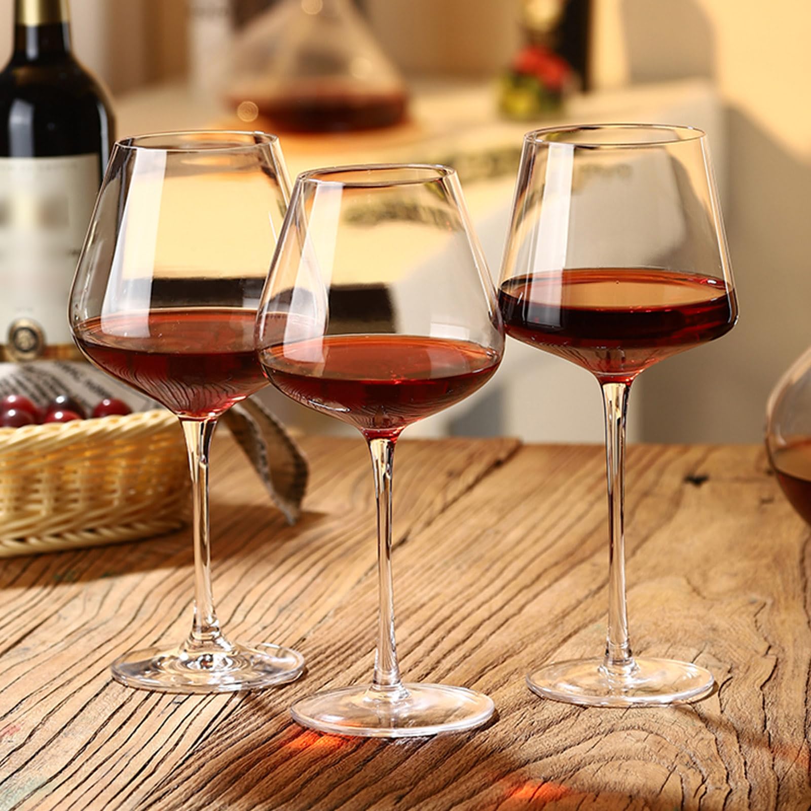 Rotwein Gläser Für Große Hand Geblasene Weingläser Lange Stiel Kristall Weingläser 18.5Ozml Für Hotels Bars/a/Satz Von 4