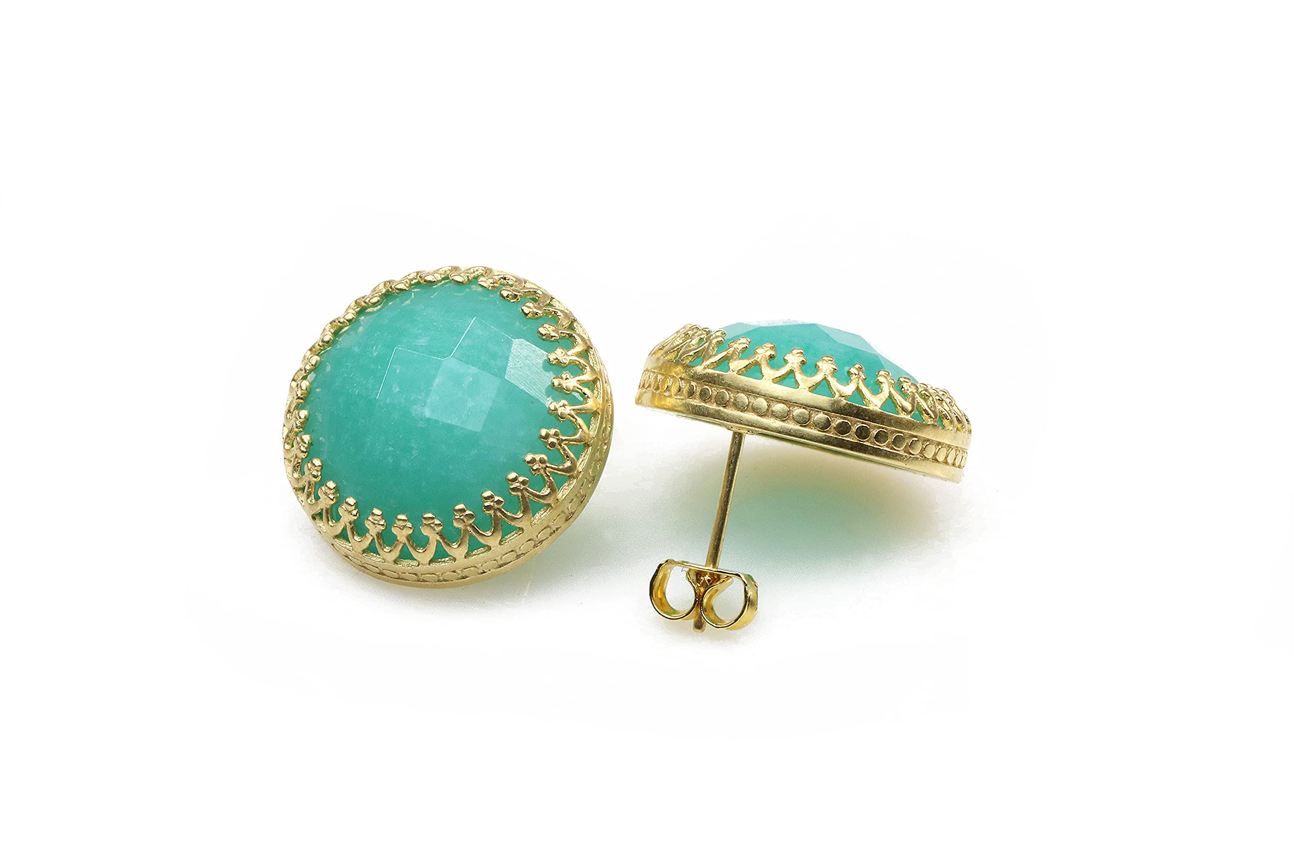 Poste de Pendientes para Mujeres - Pendientes de Amazonita en Oro de 14k - Pendientes para Cualquier Ocasión, Regalos y Uso Diario - con Caja de Regalo