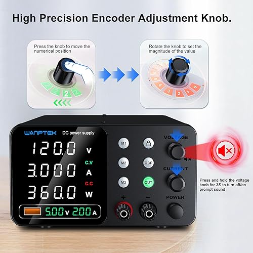 Miniatura 24 de Fuente de alimentación de CC variable, 30 V 10 A, fuentes de alimentación reguladas de conmutación ajustable con memoria preestablecida/llave