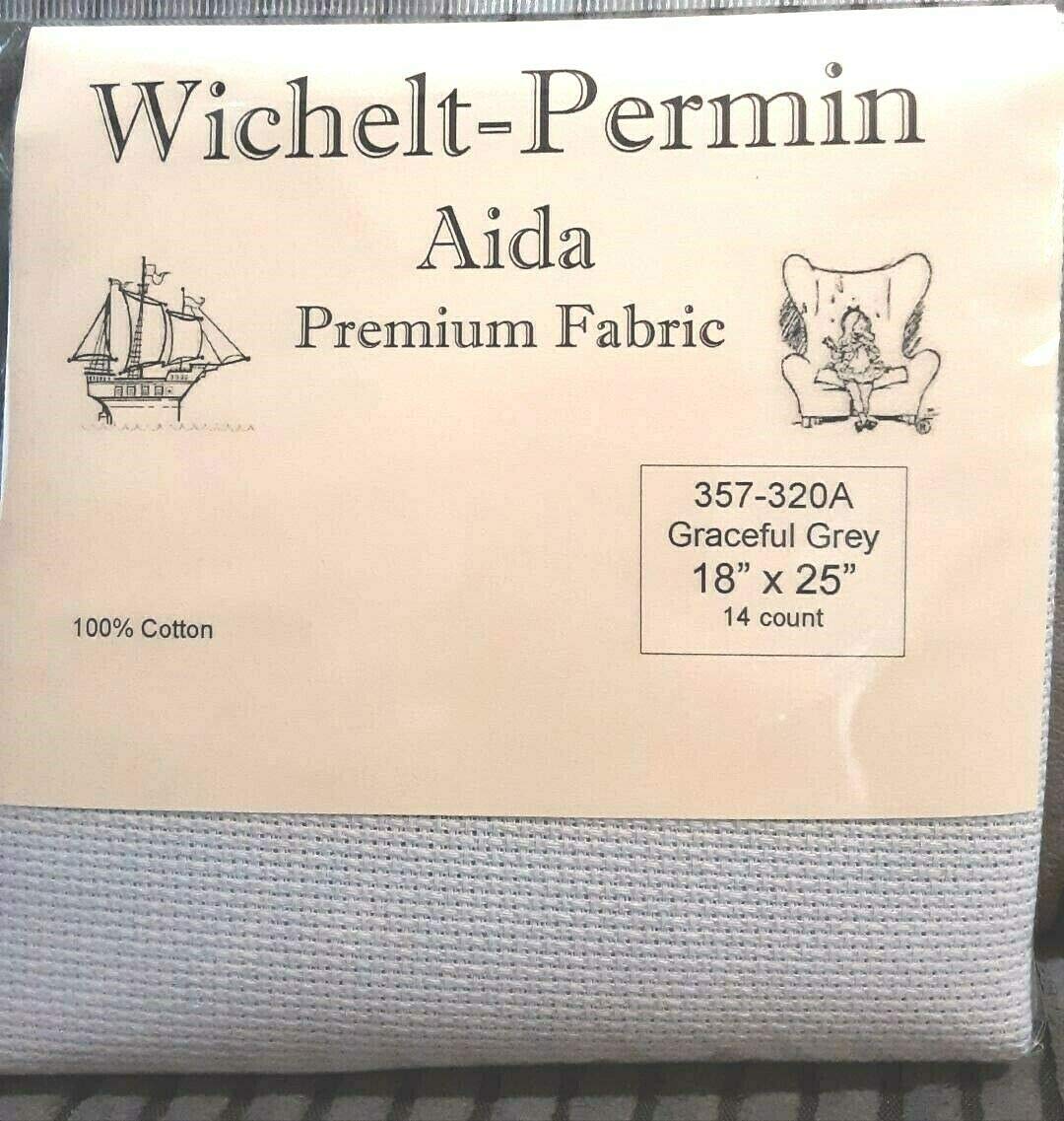 Wichelt Permin Premium Aida Cross Stitch Fabric 14 Count Graceful Grey