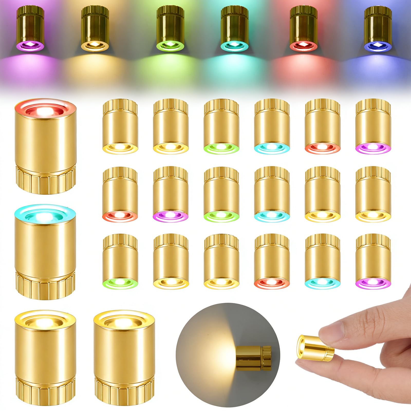 AUAUY 22pcs Mini LED Lights for Dollhouse, Mini LED Battery Operated Small Lights for Crafts, Gold Shell DIY Miniature Lights for Paper Lantern, Doll House Decoration, Party Decoration, Colorful — image 1