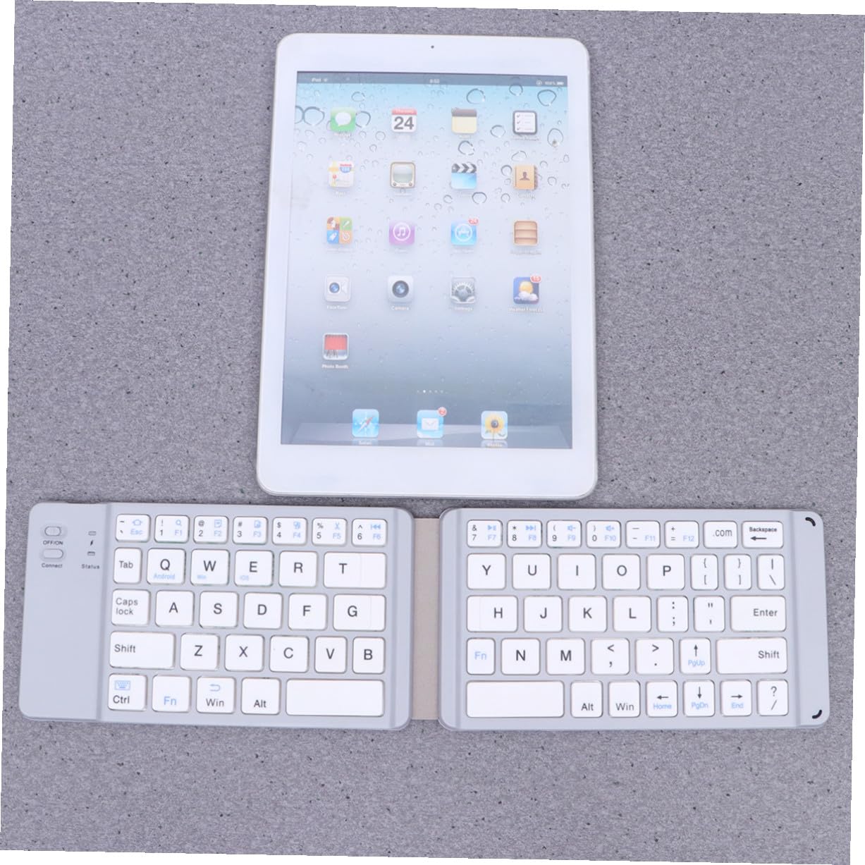 POPETPOP Tastiera Wireless Pieghevole Bianca Per Tablet Mini Tastiera Wireless Per Notebook e Telefono Ricarica Micro Usb