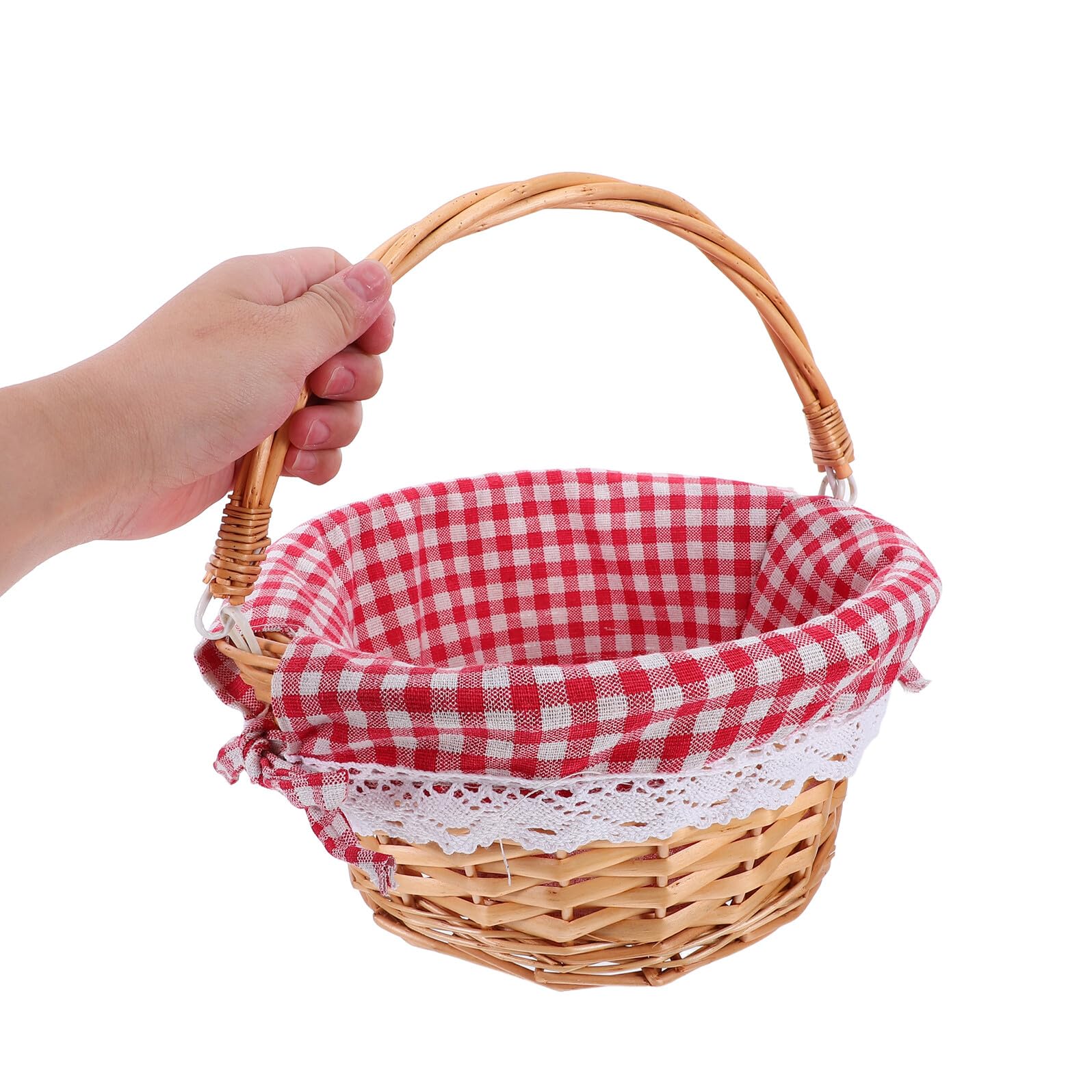 UPKOCH Cesto in Rattan Intrecciato Mano con Manici Portatile per Verdure e Frutta Cestino Piccolo per Picnic Organizzatore Decorativo per Cucina e Eventi all Aperto