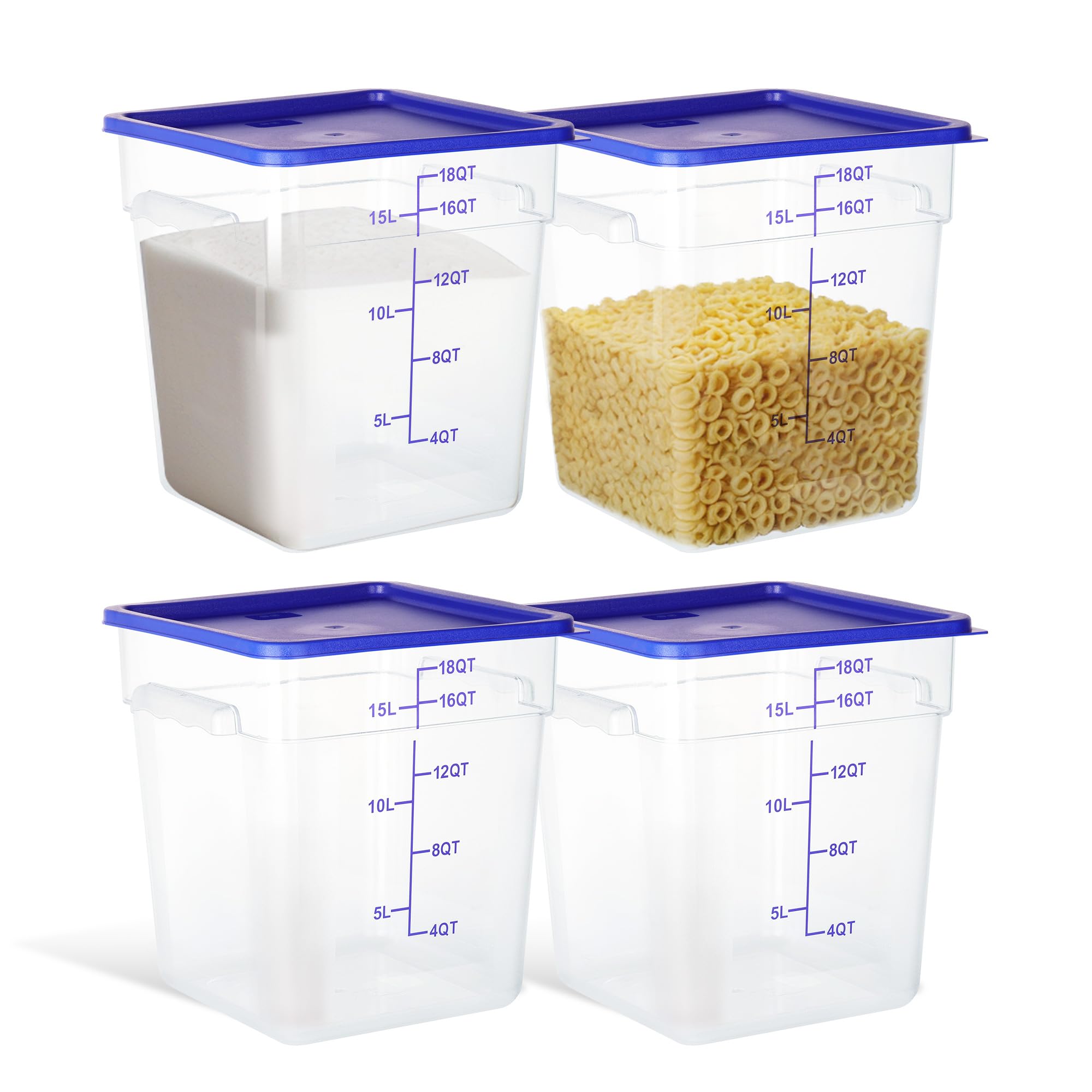 STEELUS 4 Pack 18QT Square Food Storage Containers with Lids | Clear NSF polycarbonate co…