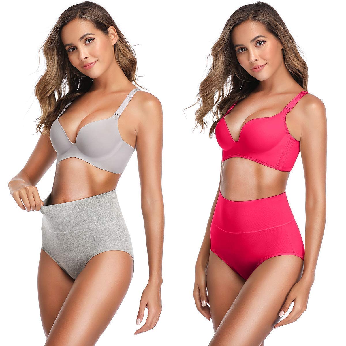 OUENZ Damen-Baumwoll-Unterwäsche, atmungsaktiv, einfarbig, bequem, hohe Taille, weicher Slip für Damen