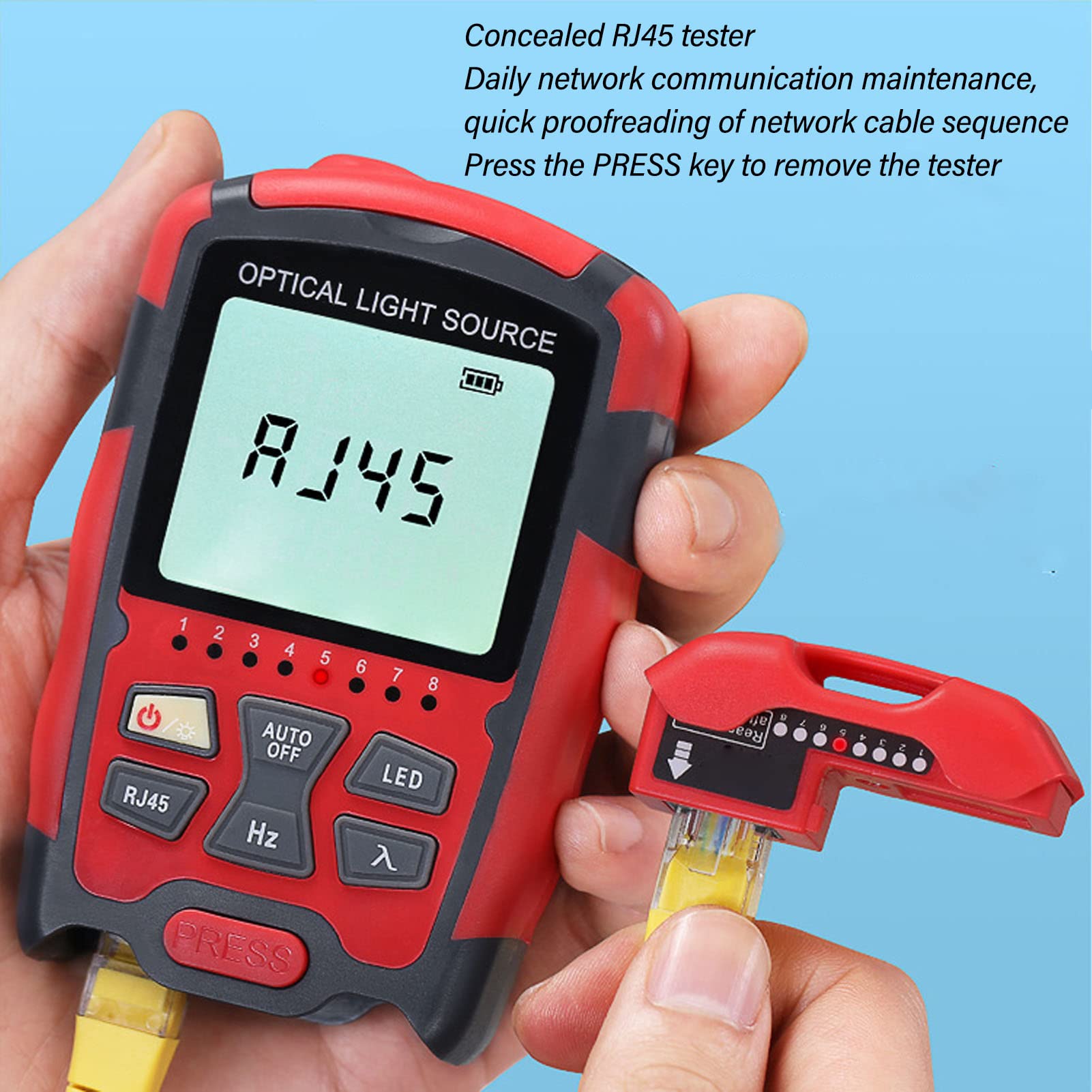 FLEXMAN Glasfaserkabeltester, Multifunktionaler Glasfaser Leistungstester mit Zwei Wellenlängen, SC FC Adapter mit RJ45 Leitungssuchfunktion
