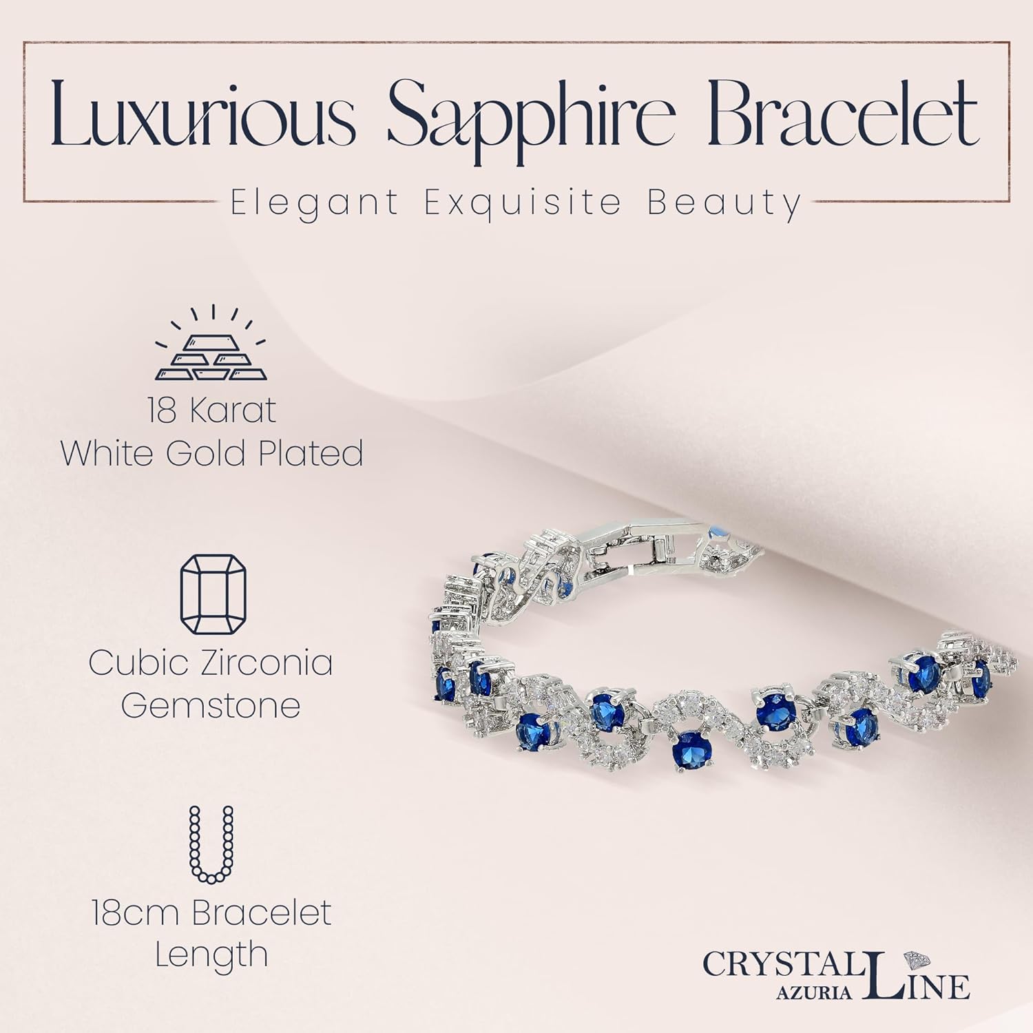 Crystalline Azuria 18K White Gold Plated Tennis Bracelets Cubic Zirconia Crystals in Jewelry Box for Women - Image 4