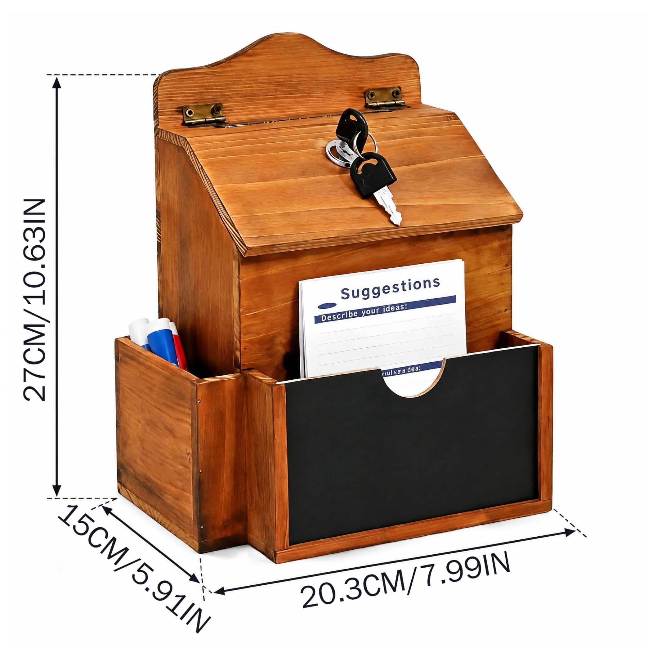 Boîte de demande de prière avec serrure, boîte à pointes en bois, marron clair