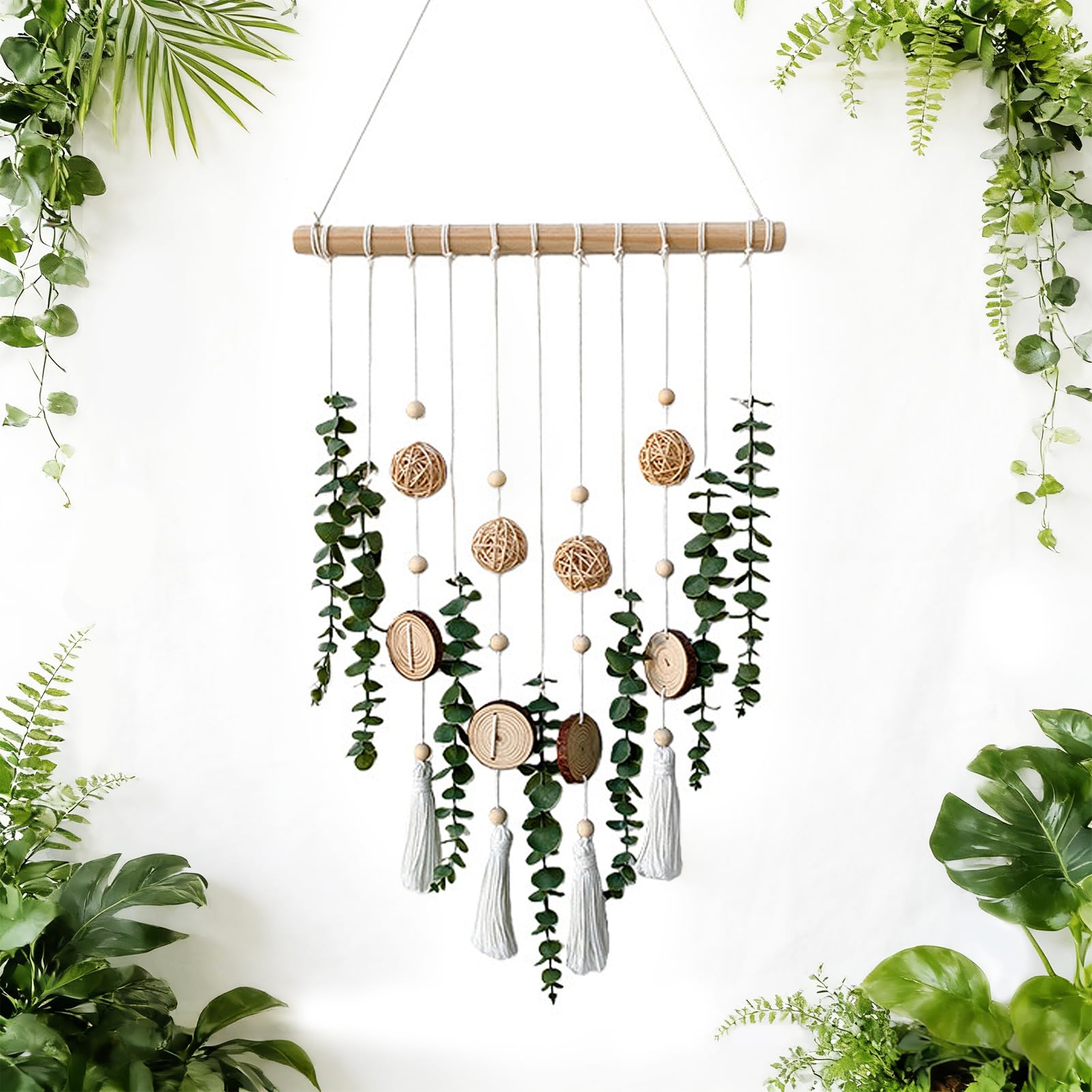 Decoración de pared verde Esoes para salón y cafetería estilo boho