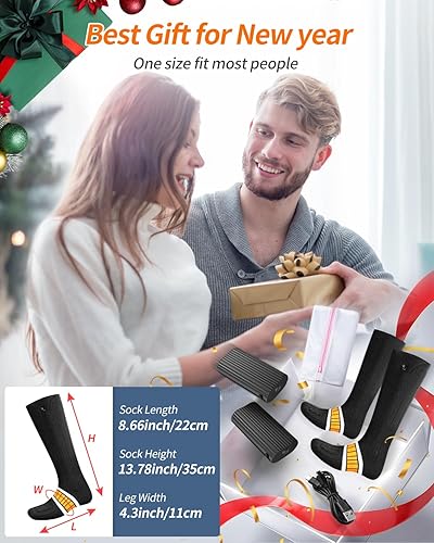 Miniatura 6 de Calcetines térmicos para hombres y mujeres, calcetines eléctricos de calefacción de 360, calcetines térmicos recargables de 7.4 V con 3 niveles de
