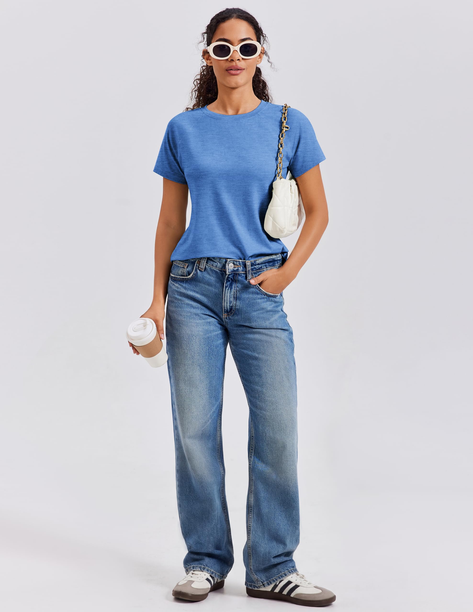 PINSPARK Sportshirt Damen Kurzarm UV-Schutz Sport T-Shirt Atmungsaktiv Netzstoff im Rücken Fintess Laufshirt Leicht Yoga Oberteile Schnelltrocknend Gym Funktionsshirts - 5