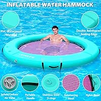 Vista 4 de Hamaca inflable de agua, muelle flotante, anillo flotante redondo, hamaca flotante inflable para lago, barco, piscina, océano, hamaca flotante Verde