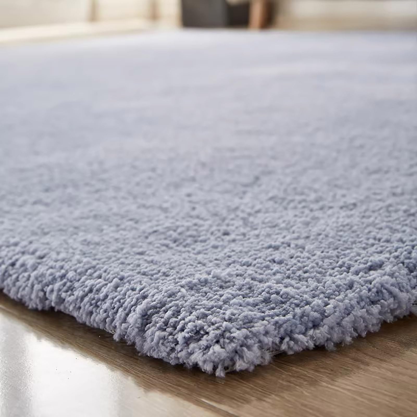 Tapis intérieur épais gris grand tapis de sol moelleux 140x200cm pour côté lit moderne
