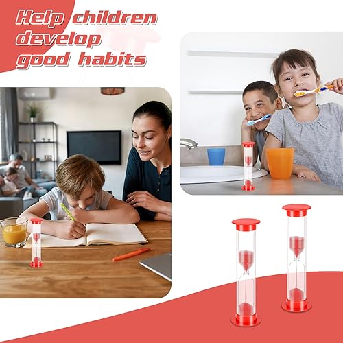Miniatura 6 de Temporizador de arena de 5 minutos, temporizador de reloj de arena rojo de plástico, mini temporizador de arena, temporizadores de arena para aula,