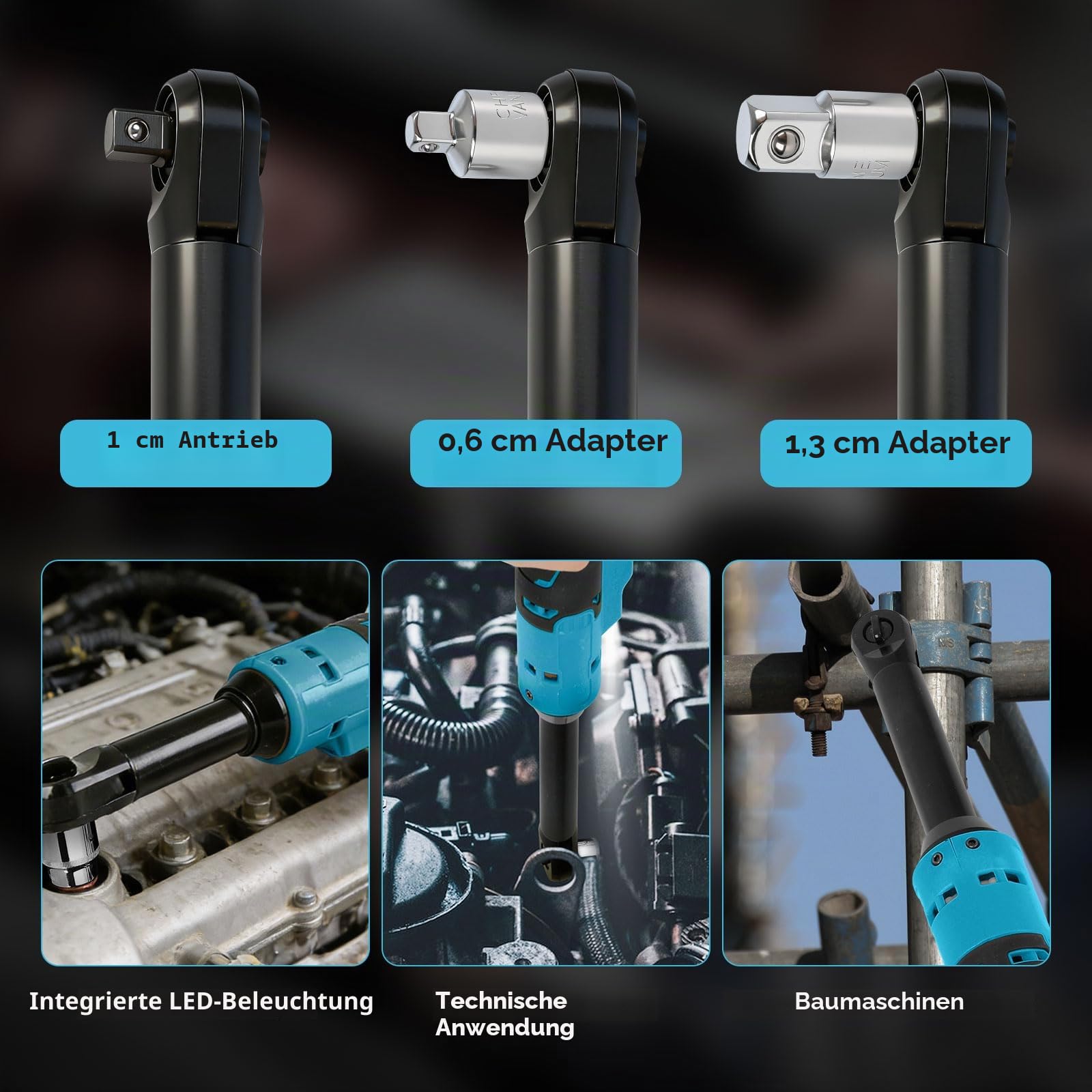 Verbesserter Bürstenloser 3/8" Akku Ratschenschlüssel für Makita 18V Akku, 80 N.m, 320 U/min, Variable Drehzahl, Verlängerter Elektrischer Ratschenschlüssel mit LED-Beleuchtung