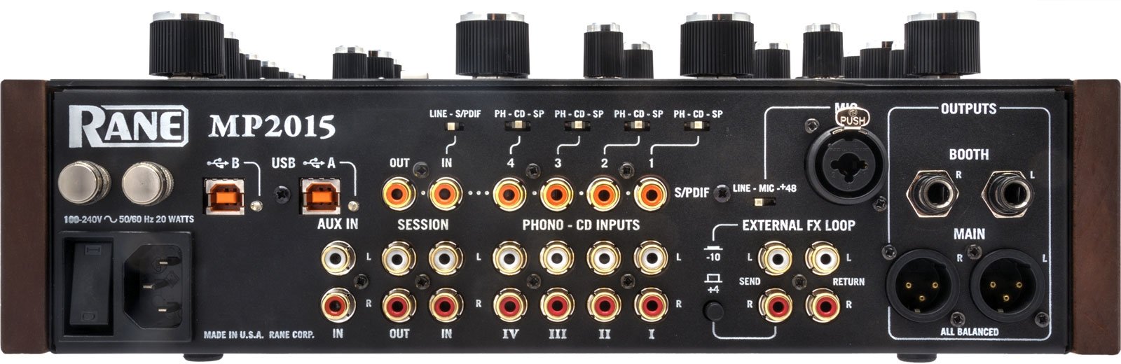 Rane MP2015 - DJ Console Mixer a 4 Canali Con Fader Rotativi + 2 Porte USB