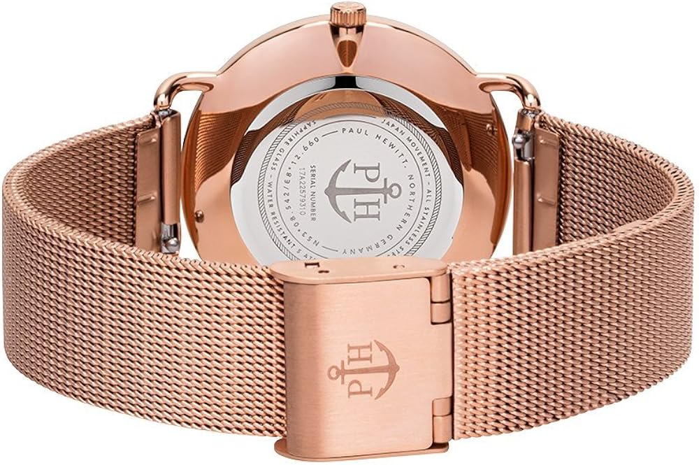Paul Hewitt Orologio donna acciaio Miss Ocean Line Marble - Orologio da polso donna (oro rosato), Orologio elegante donna con quadrante color marmo e cinturino in maglia a rete dacciaio oro rosato