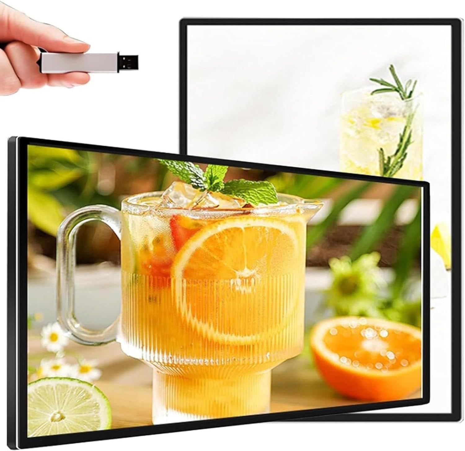 Electronic Advertising Board, LED Display Screen for Playing Videos/Images, Wall-Mounted/Built-In, Landscape/Portrait Format, Remote Publishing/USB Publishing 27"