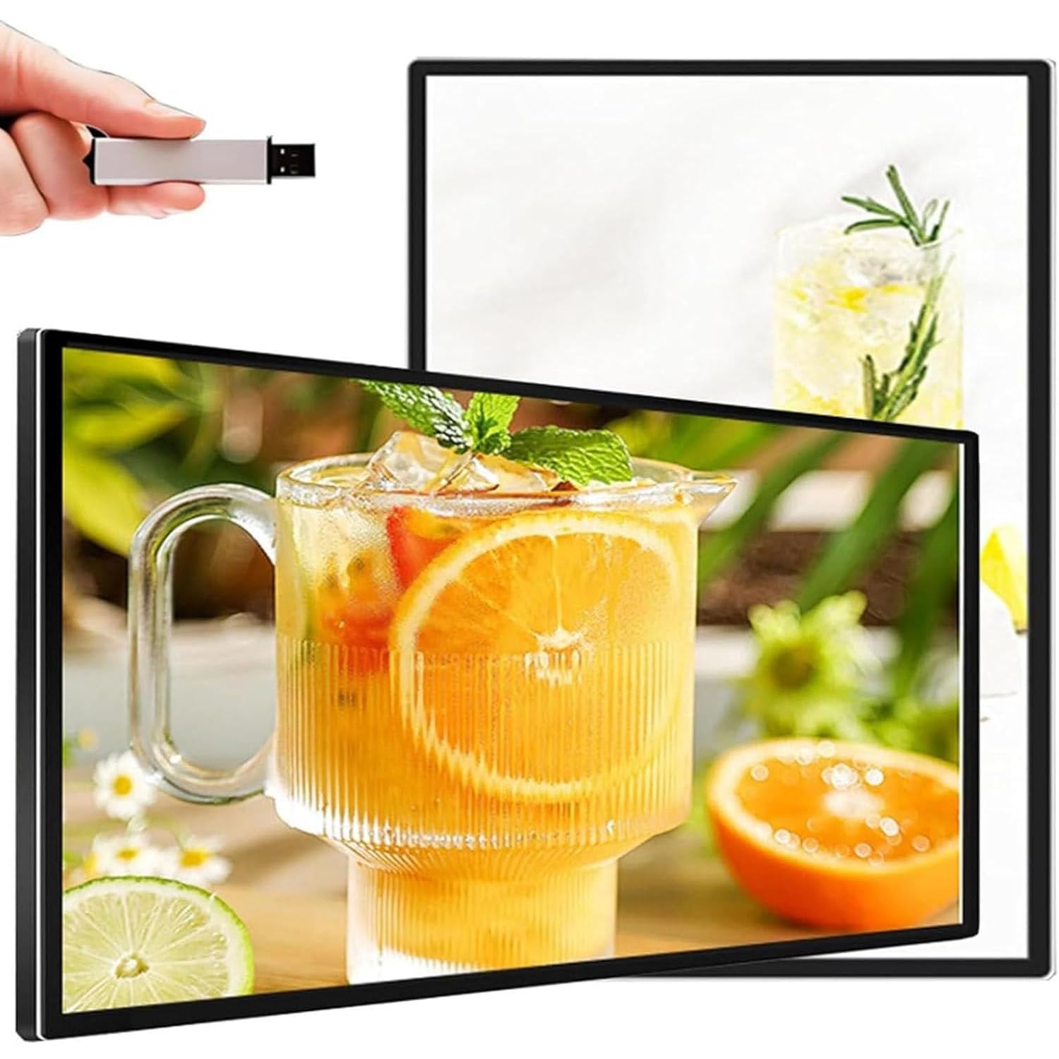 Pannello pubblicitario elettronico, schermo LED per la riproduzione di video/immagini, montaggio a parete/incassato, formato orizzontale/verticale,pubblicazione remota/pubblicazione tramite USB 21.5"